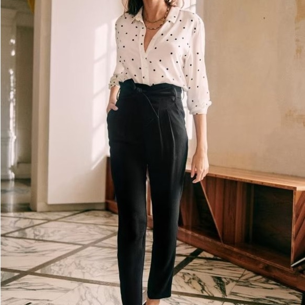 Sezane Austin Black High-Waisted Trousers
